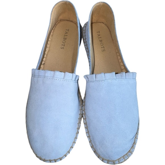 TALBOTS | NEW Izzy Espadrilles Suede Slip On Shoe Leather + Memory Foam Blue 7.5 - Picture 5 of 5